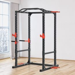 Adjustable Power Tower Dip Station Pull Up Bar Squat Rack Power Cage At Home Workout Equipment,Multiple Packages Shipped. Please Pay Attention To (Option: Black)