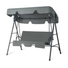 68X43X60 Inch Dark Gray KD Style With Cushion Canopy Iron Oxford Fabric 250kg Iron Swing Set (Option: Defaulttitle)