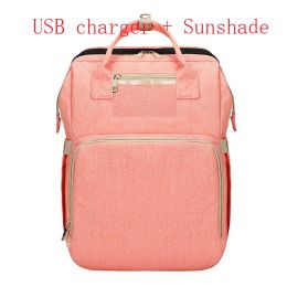 Portable Folding Crib Mummy Bag Portable (Option: Pink Sunshade USB)