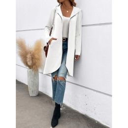 Personality Street Zip Hooded Long Velvet Lining Sweatshirt (Option: White-XL)