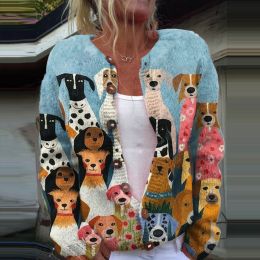 3D Digital Printing Cardigan Knitted Coat (Option: HWJ165612-L)