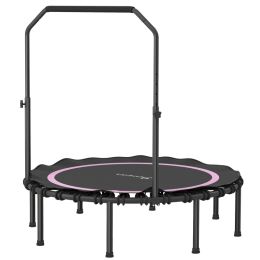 48" Rebounder Trampoline for Adults, Foldable Mini Trampoline with Adjustable Handle Bar for Indoor Outdoor, Pink (Option: Pink-960x460x130 mm)