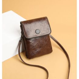 Fashion Simple Large Capacity Mobile Phone Bag Mini Crossbody Bag (Option: Brown)