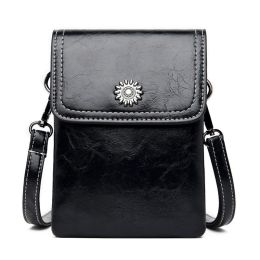 Fashion Simple Large Capacity Mobile Phone Bag Mini Crossbody Bag (Option: Black)