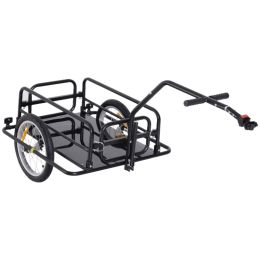 Foldable Bike Cargo Trailer Cart With Hitch, 88 Lbs. Capacity, Black (Option: Black)