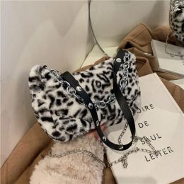 Leopard Pattern Plush Bag Personality Diagonal Women Bag Chain Bag Bag Shoulder (Option: Leopard)