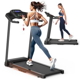 Foldable Treadmill 2.5HP Electric Folding Treadmill Running Walking Machine For Home Gym, Max 265 LBS Weight Capacity (Option: Black)