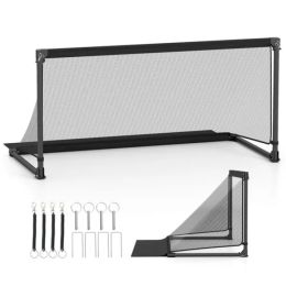 59" Portable Folding Soccer Goal (Size L, Black) - Heavy-Duty Metal Frame, Tear-Resistant PE Net (Option: Defaulttitle)