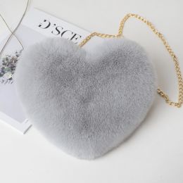 Love Bags For Women Plush Chain Shoulder Bags Valentine's Day Party Bag (Option: Light grey)