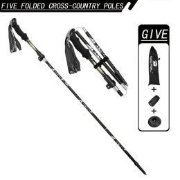 Five Section Folding Trekking Cane For Hiking And Walking - Lightweight 7075 Aluminum, Strong And Durable Outer Lock And High-density EVA Grip, M (Option: 1PCBlack)