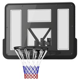 Wall Mounted Basketball Hoop, Basketball Goal Combo Kit with 43" Reinforced Shatter Resistant Backboard and All Weather Net for Indoor or Outdoor (Option: Black-1130x85x800 mm)