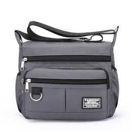Men's Outdoor Leisure Multi-layer Zipper Messenger Bag (Option: Gray)