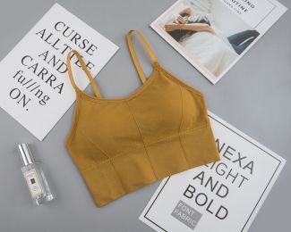 Women Sports Bra back bra Quick Dry Padded Shockproof Gym Fitness Running Sport Brassiere Tops Push Up Bras Sports Bra Crop Top (Color: yellow, size: Free Size)