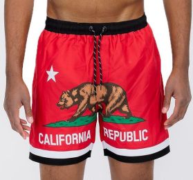 California CA Bear Swim Trunks Board Shorts (Color: Red, size: M)