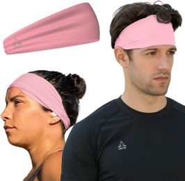 Sweat Band Workout Headbands for Women and Men - Sweatbands for Men - Moisture Wicking Sports Sweat Bands Headbands for Women, Running,Cycling,Yo (Color: Pink)