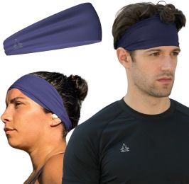Sweat Band Workout Headbands for Women and Men - Sweatbands for Men - Moisture Wicking Sports Sweat Bands Headbands for Women, Running,Cycling,Yo (Color: Navy)