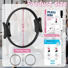 Pilates Ring Fitness Circle for Women - 15 Inch Magic Fitness Circle for Toning Inner & Outer Thighs, Bonus Pilates Equipment Thigh Master Guide. (Color: Black)