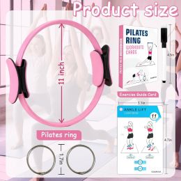 Pilates Ring Fitness Circle for Women - 15 Inch Magic Fitness Circle for Toning Inner & Outer Thighs, Bonus Pilates Equipment Thigh Master Guide. (Color: Pink)