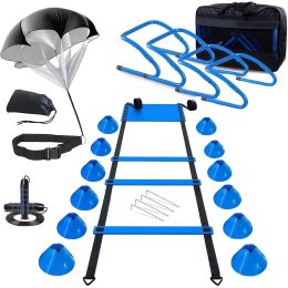 Professional Agility Ladder Training Set for Speed & Footwork - Adjustable Fitness Equipment with Carry Bag for Coordination (Color: Blue)