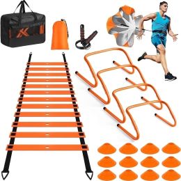 Professional Agility Ladder Training Set for Speed & Footwork - Adjustable Fitness Equipment with Carry Bag for Coordination (Color: orange)