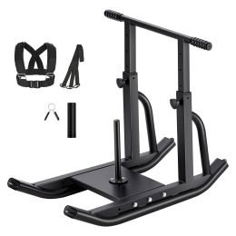 Weight Sled, Steel Power Sled, Fitness Training Sleds for Athletic Exercise Speed Improvement, Workout Equipment with Adjustable Height Handle (Support Rod Size: 1&2 inches, Color: Black)