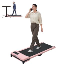 Walking Pad with Quiet 2.0 HP Brushless Motor, Countdown Modes, Spacious Running Area, 220 lbs Weight Capacity for Home or Office Workouts (Main Material: ABS+Steel(Q235), Main Color: Pink)