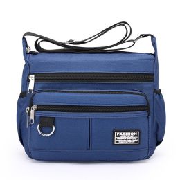 Men's Outdoor Leisure Multi-layer Zipper Messenger Bag (Option: Blue)