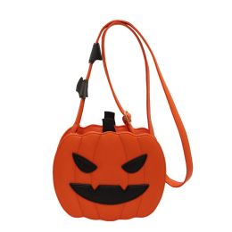 Halloween Bags Funny Pumpkin Cartoon Shoulder Crossbody Bag With Bat Personalized Creative Female Bag (Option: Orange1)
