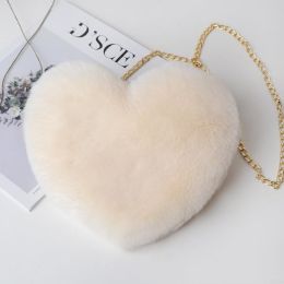Love Bags For Women Plush Chain Shoulder Bags Valentine's Day Party Bag (Option: Off White)