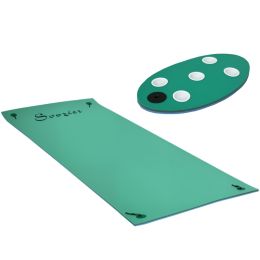 12' x 5' Lily Pad Floating Mat with Cup Holder Table, 3-Layer Portable Roll-Up Water Mat Float Dock for 2-3 People, on Lake, River, Beach, Swimmi (Option: Green-1540x420x420 mm)