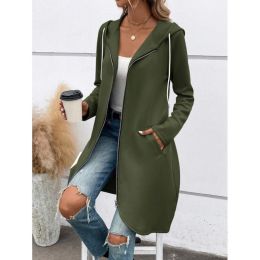 Personality Street Zip Hooded Long Velvet Lining Sweatshirt (Option: Green-XXXL)