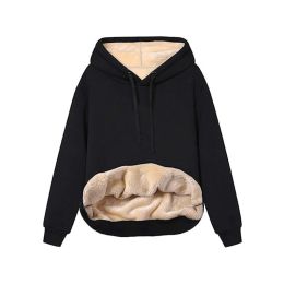 Warm Berber Fleece Pocket Hooded Sweatshirt Coat (Option: Black-L)